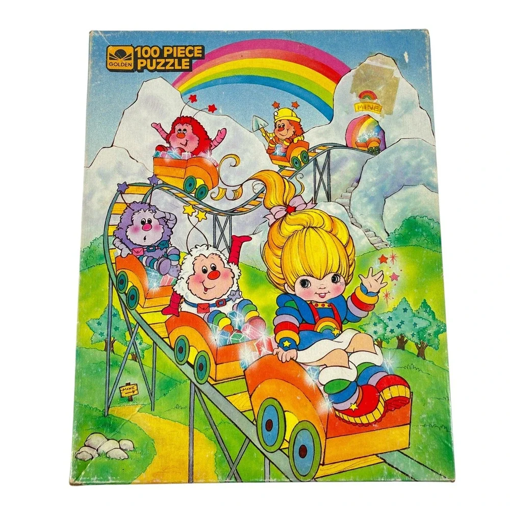 Vintage 1983 Rainbow Brite Roller Coaster 100 Piece Puzzle Golden Hallmark 80s